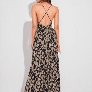 Printed cross cross low back dress